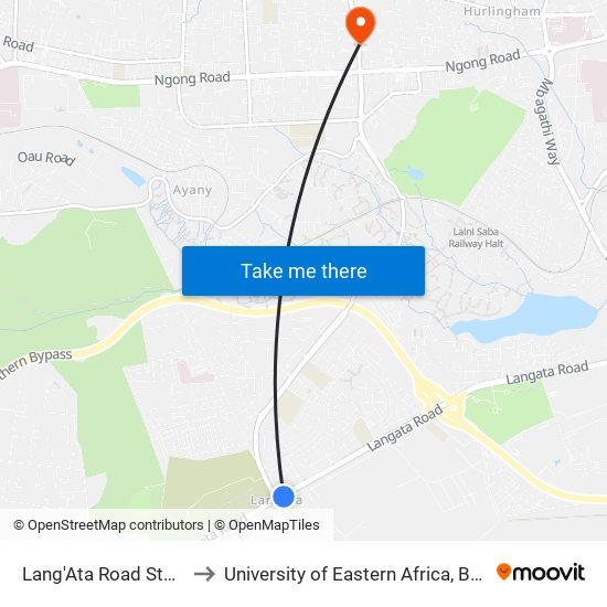 Lang'Ata Road Stage/St. Mary's H to University of Eastern Africa, Baraton - Nairobi Campus map