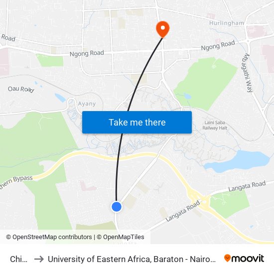 Chiefs to University of Eastern Africa, Baraton - Nairobi Campus map