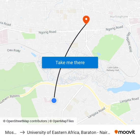 Mosque to University of Eastern Africa, Baraton - Nairobi Campus map