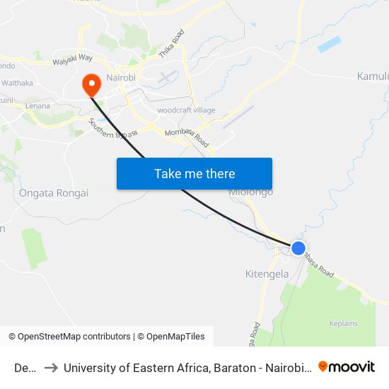 Devki to University of Eastern Africa, Baraton - Nairobi Campus map