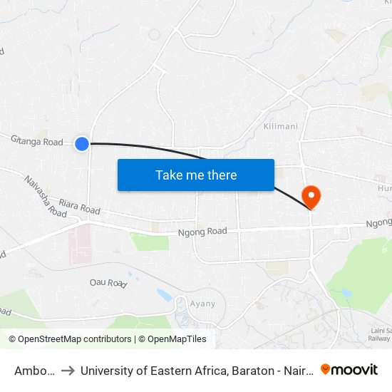 Amboseli to University of Eastern Africa, Baraton - Nairobi Campus map