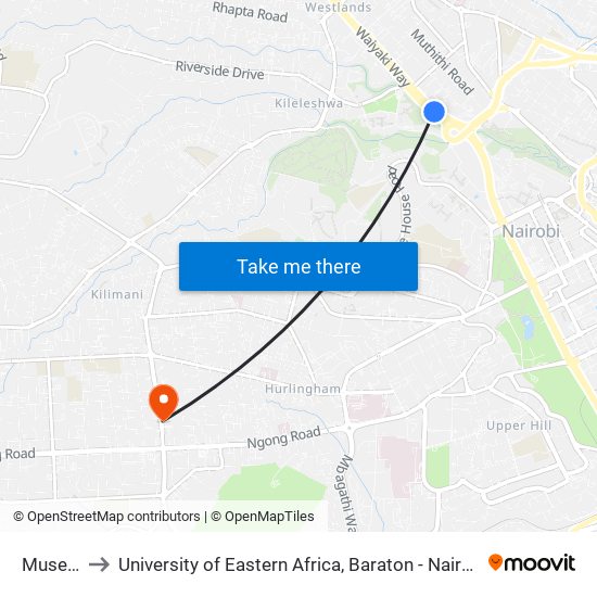 Museum to University of Eastern Africa, Baraton - Nairobi Campus map