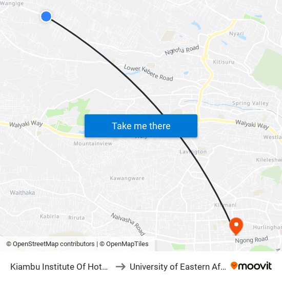 Kiambu Institute Of Hotels And Catering/Valence School to University of Eastern Africa, Baraton - Nairobi Campus map