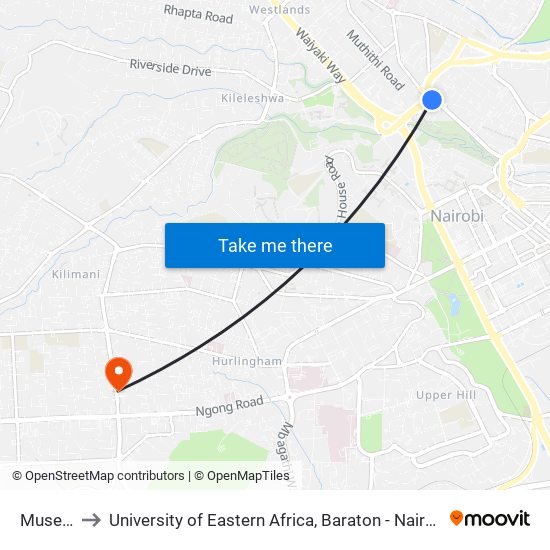 Museum to University of Eastern Africa, Baraton - Nairobi Campus map