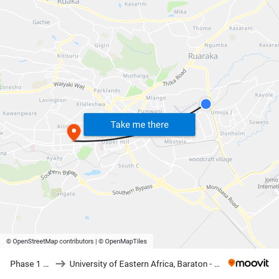 Phase 1 Stage to University of Eastern Africa, Baraton - Nairobi Campus map