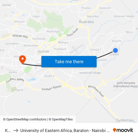 Kioi to University of Eastern Africa, Baraton - Nairobi Campus map