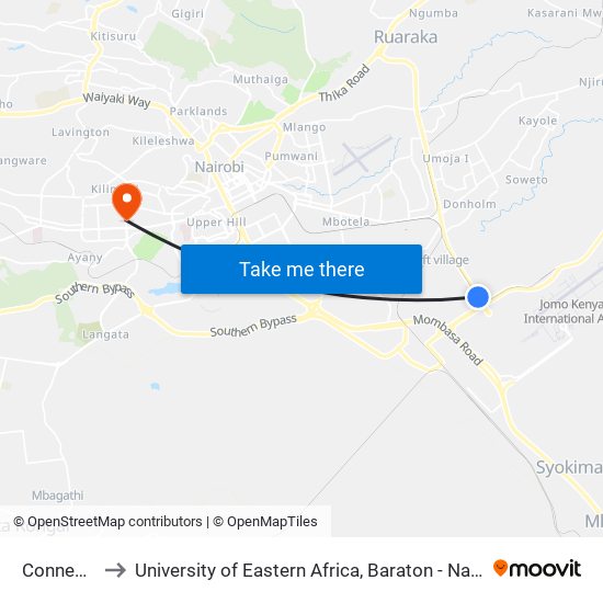 Connection to University of Eastern Africa, Baraton - Nairobi Campus map