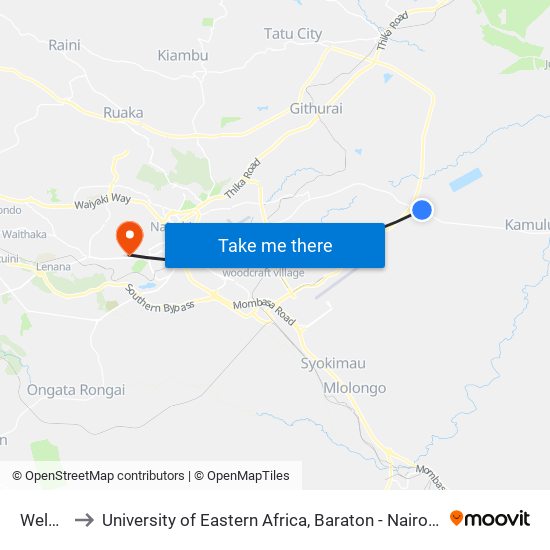 Welkim to University of Eastern Africa, Baraton - Nairobi Campus map