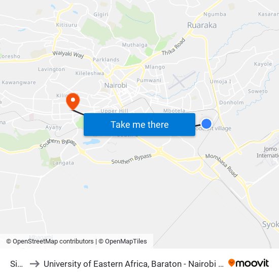 Sinai to University of Eastern Africa, Baraton - Nairobi Campus map