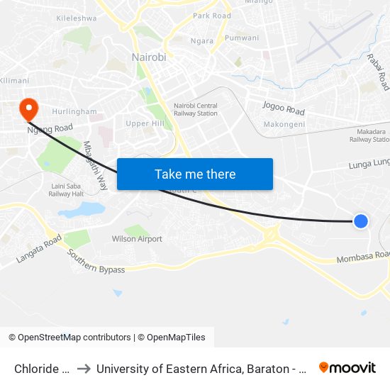 Chloride Exide to University of Eastern Africa, Baraton - Nairobi Campus map