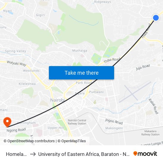 Homeland In to University of Eastern Africa, Baraton - Nairobi Campus map