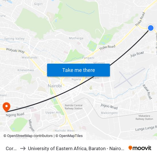 Corner to University of Eastern Africa, Baraton - Nairobi Campus map
