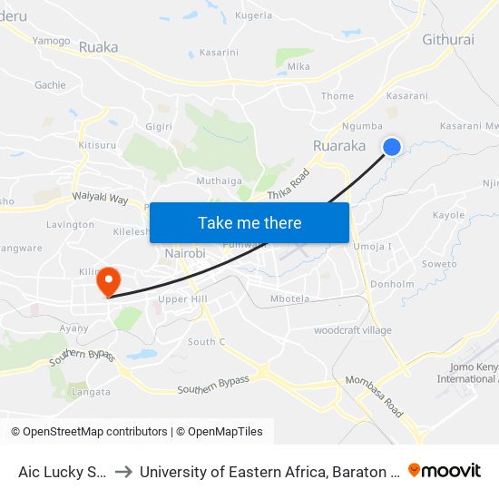 Aic Lucky Summer to University of Eastern Africa, Baraton - Nairobi Campus map