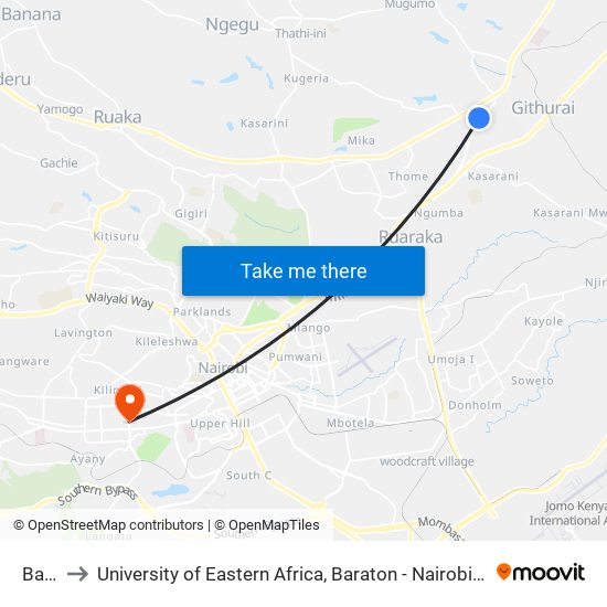 Base to University of Eastern Africa, Baraton - Nairobi Campus map