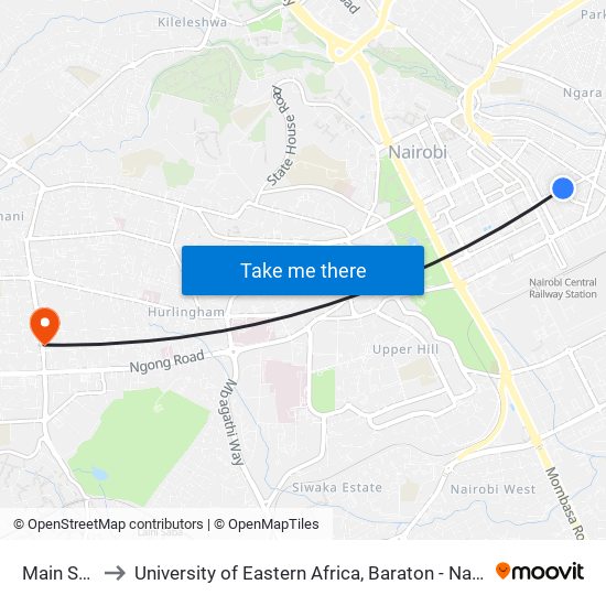 Main Stage to University of Eastern Africa, Baraton - Nairobi Campus map