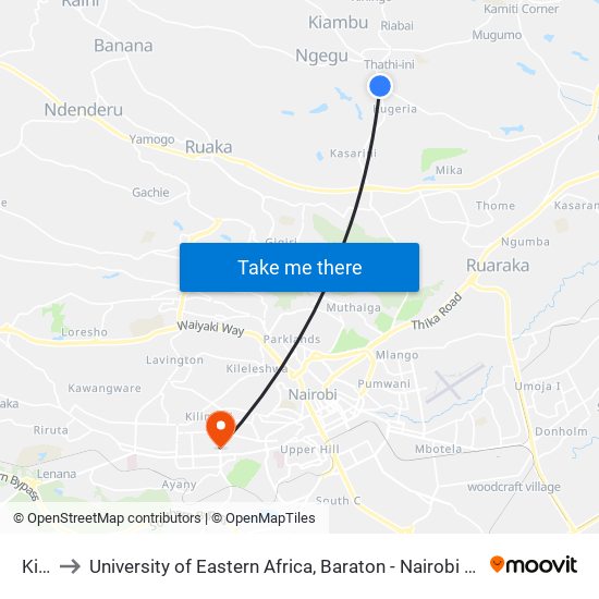 Kist to University of Eastern Africa, Baraton - Nairobi Campus map