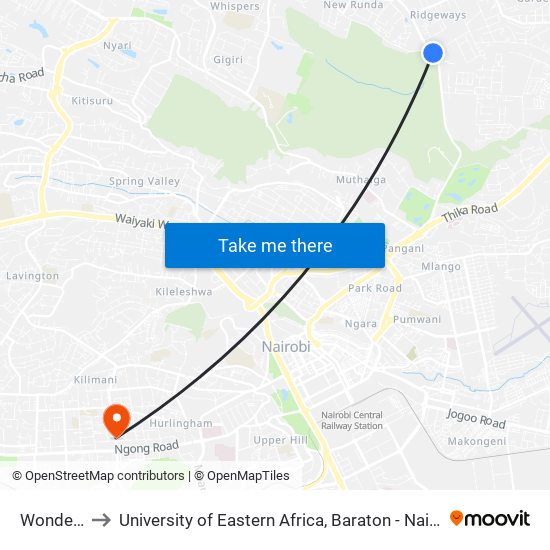 Wonderjoy to University of Eastern Africa, Baraton - Nairobi Campus map