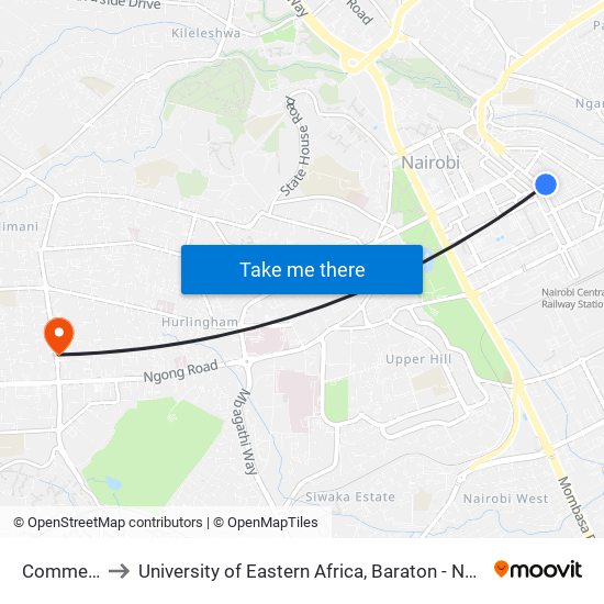 Commercial to University of Eastern Africa, Baraton - Nairobi Campus map