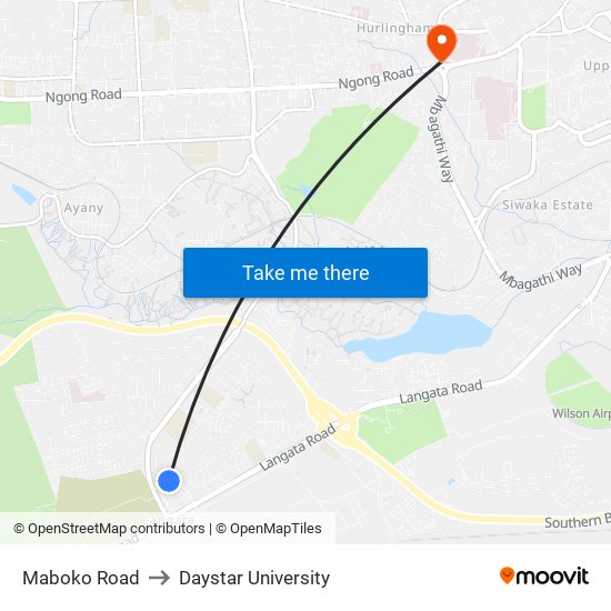 Maboko Road to Daystar University map