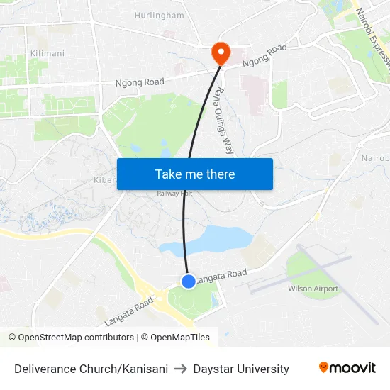 Deliverance Church/Kanisani to Daystar University map