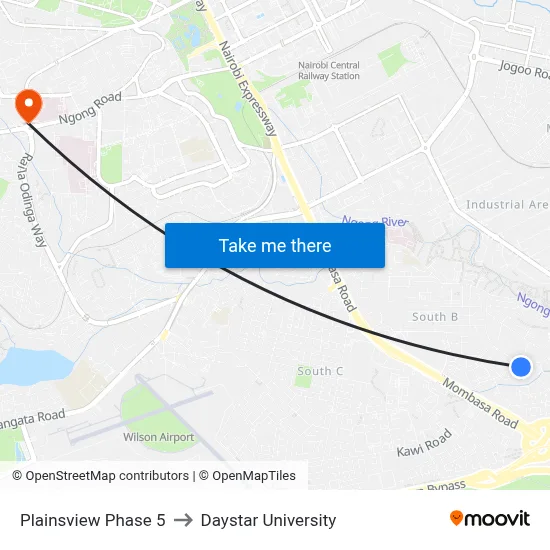 Plainsview Phase 5 to Daystar University map
