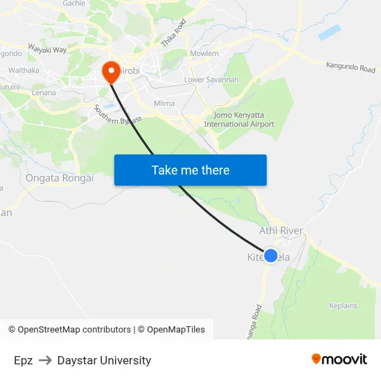 Epz to Daystar University map