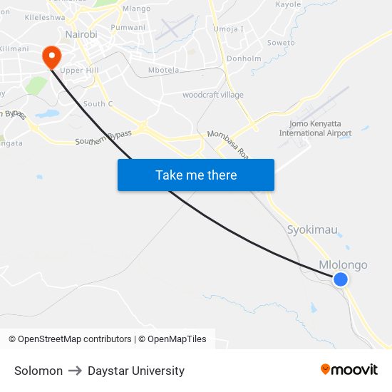 Solomon to Daystar University map