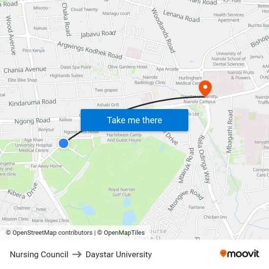 Nursing Council to Daystar University map