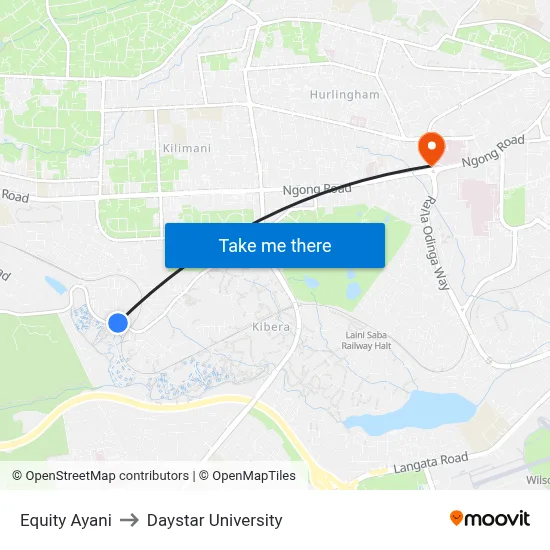 Equity Ayani to Daystar University map