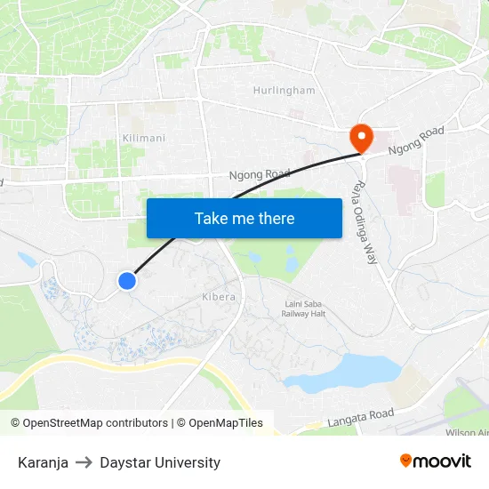 Karanja to Daystar University map