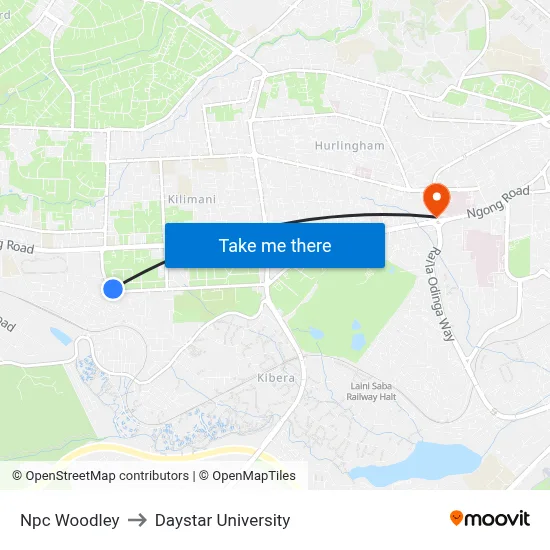 Npc Woodley to Daystar University map