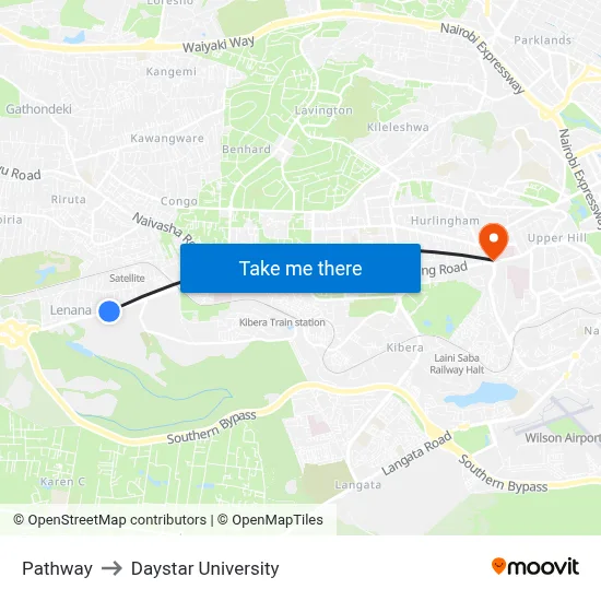 Pathway to Daystar University map
