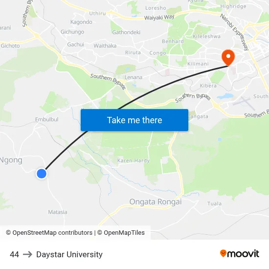 44 to Daystar University map