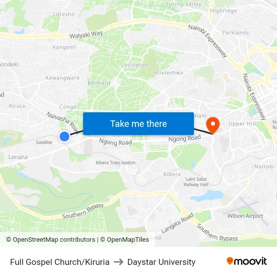 Full Gospel Church/Kiruria to Daystar University map