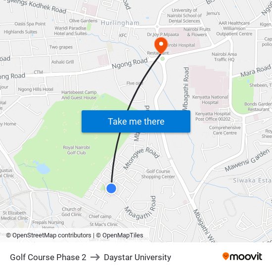 Golf Course Phase 2 to Daystar University map