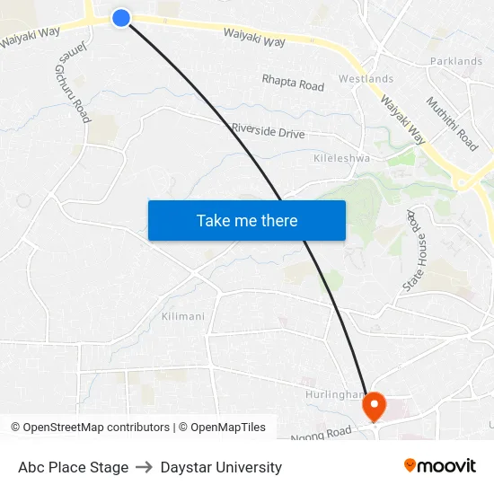 Abc Place Stage to Daystar University map