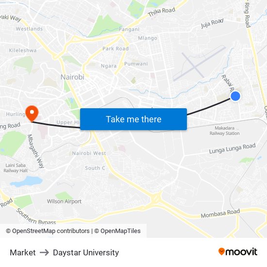 Market to Daystar University map