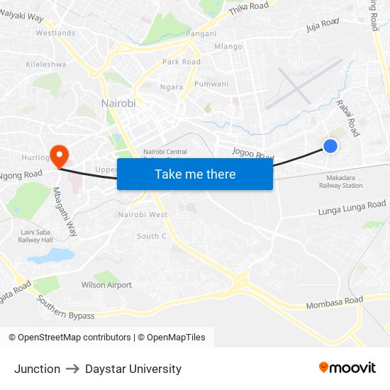 Junction to Daystar University map
