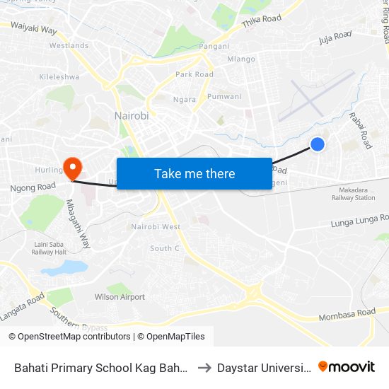 Bahati Primary School Kag Bahati to Daystar University map