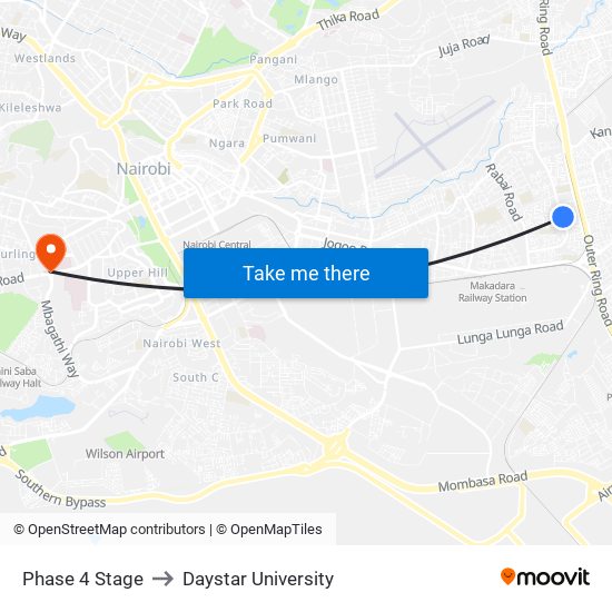 Phase 4 Stage to Daystar University map