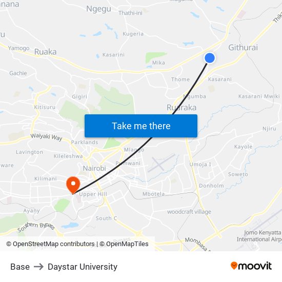 Base to Daystar University map