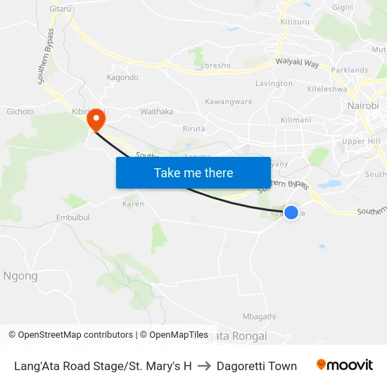 Lang'Ata Road Stage/St. Mary's H to Dagoretti Town map