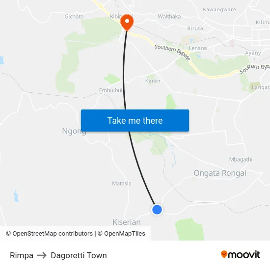 Rimpa to Dagoretti Town map