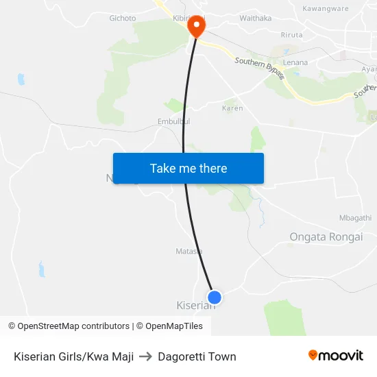 Kiserian Girls/Kwa Maji to Dagoretti Town map