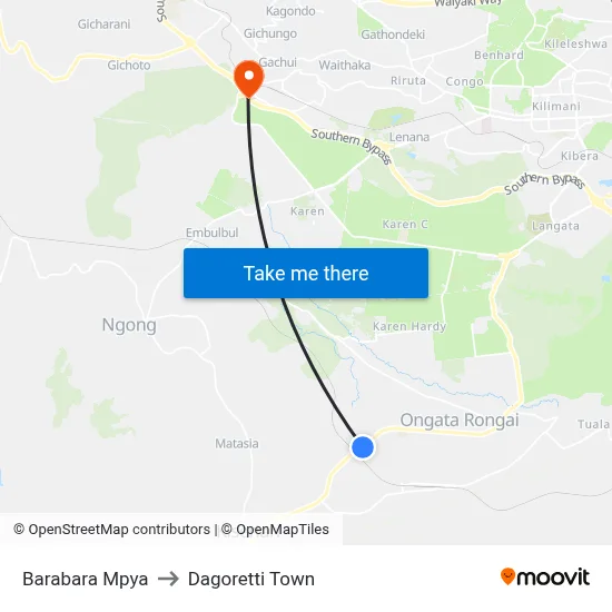 Barabara Mpya to Dagoretti Town map