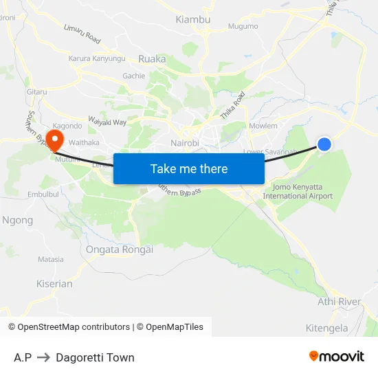 A.P to Dagoretti Town map