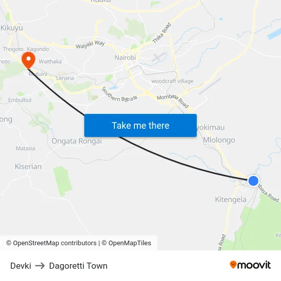 Devki to Dagoretti Town map
