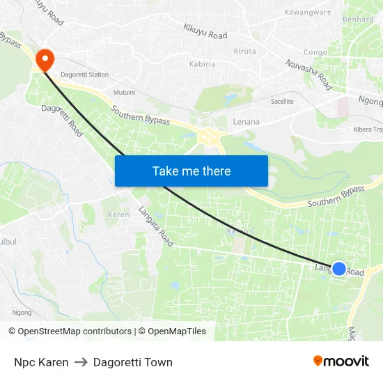 Npc Karen to Dagoretti Town map
