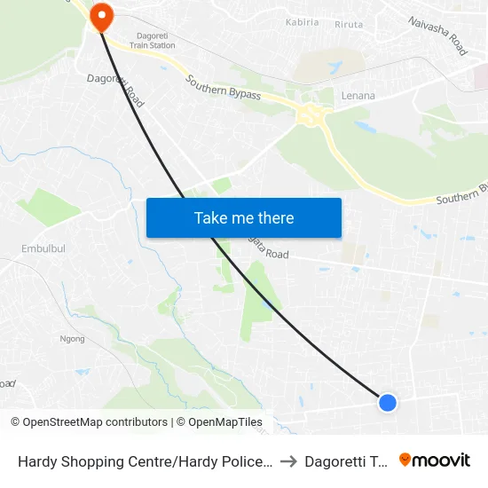Hardy Shopping Centre/Hardy Police Station to Dagoretti Town map