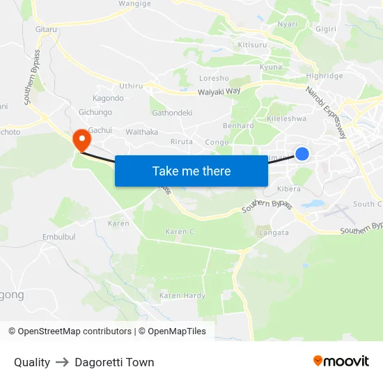 Quality to Dagoretti Town map
